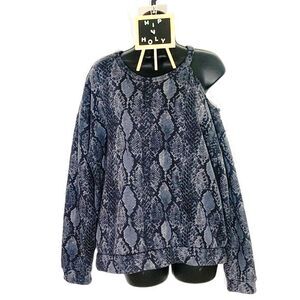 Express One Eleven Snake Skin  Cold Shoulder Long Sleeve Gray Size Small